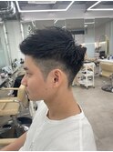 ツイストスパイラルパーマツーブロックメンズマッシュ