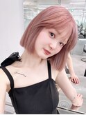 秋色ピンクグレープフルーツこなれミディピンクヘアー_F0181