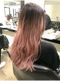 【原田】ピンクバレイヤージュ　ロング　レイヤー