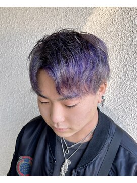 リット(lit.) メッシュカラー ハイライト 紫 ツーブロック