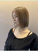 ボブシースルーバングシースルーマッシュブリーチなし小顔ヘア
