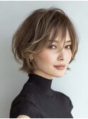 ◇大人可愛い20代30代40代50代前下がりショートボブ丸みショート