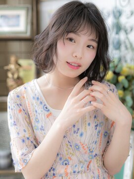 カバーヘア ブリス 川口(COVER HAIR bliss) くすみカラー黒髪くせ毛風小顔エアリーミディa川口20代30代40代