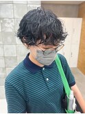 マッシュショート パーマ 暗髪 くるくる