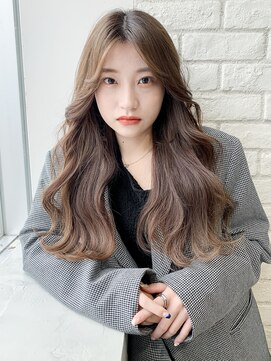 アイティーバイアルバム 藤沢店(IT by ALBUM) くびれロング_外ハネボブセクションカラーペールベージュ_38868