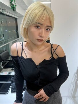 ランテルディ 渋谷(LANTERDIT) 艶感　ハイトーンカラー　顔周りカット　ブリーチカラー　ボブ