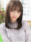 ★黒髪くすみベージュ耳掛けワンカールミディアム20代30代★1