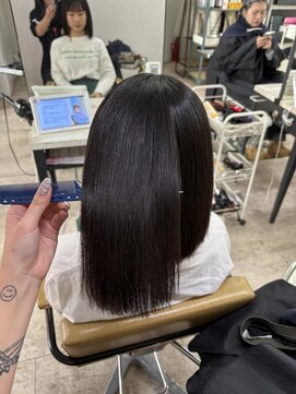 アジールヘア 所沢プロペ通り店(agir hair) チェリーブラウン縮毛矯正髪質改善トリートメントボブ所沢韓国