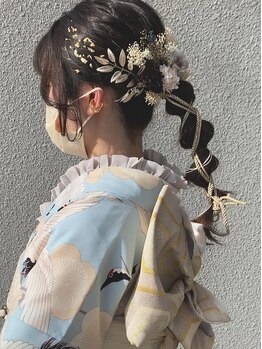 ウヌ(unu)の写真/一つのサロンでヘアと着付けが出来るサロン１ヶ所でヘアセットと着付けをさせて頂きます。