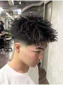スパイキーショート テーパーフェード ピンパーマ