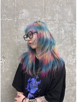 オーン(OOn) 水色×ピンクのボーダーデザインカラー