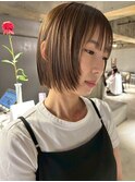大須観音駅/ミルクティーブロンド/ダークブルー/デジタルパーマ
