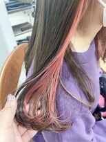 ヘアー アイス 御器所本店(HAIR ICI) インナーカラー×ピンクオレンジ