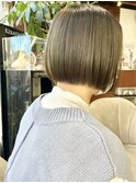 前下がりボブ★アッシュグレージュ ツヤ髪 30代 ショートボブ