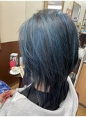白髪染め×コントラストハイライト【ブルー】