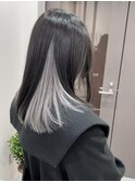 インナーカラーホワイトグレージュブリーチイヤリングカラー横浜