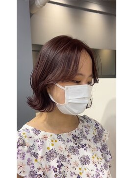 ノク 渋谷(nok) ピンクブラウンカラー_前髪アンブレラカラーこなれミディ