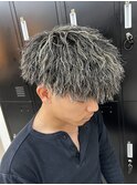 無造作パーマ×ハイライト/ブリーチデザイン