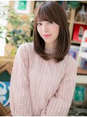 大人かわいい斜めバングニュアンスカラーロブh3浦和20代30代40代