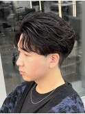 仙台フェザーショート毛流れ強めフェザーパーマセンターパート◯