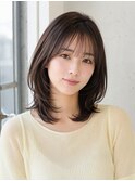 ミディアム×レイヤーカット×シースルーバング30代40代池袋