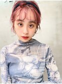 Siena パーマ風ショート×バイオレットピンク　渋谷