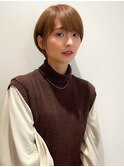 横顔美髪マッシュ切りっぱなしボブエアリーロングピンクブラウン