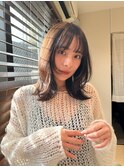 小顔前髪顔まわりレイヤー×グレージュカラー デザインカラー