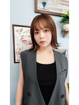 ディレクト 新宿(Direct) 小顔バング/ピンクベージュ/インナーグレージュ/新宿