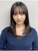 小顔 前髪 レイヤーカット ホワイトグレージュ"
