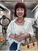 くせ毛風無造作パーマ◇深みのあるカッパーオレンジ
