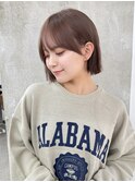小顔外ハネボブダークアッシュ大人ガーリー似合わせカット