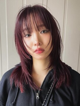 キャロルガーデンズ ボコカ 表参道(Carroll Gardens bococa) 【azu】レイヤー ブリーチなしダブルカラー ワインレッド