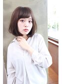 内巻きゆるふわボブ 暗髪 ほつれカール
