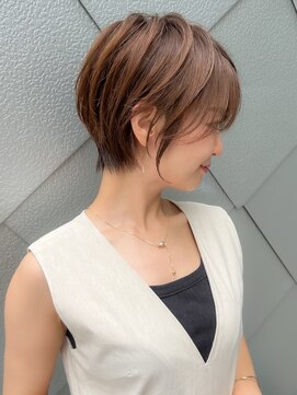 ロンドエニカ 大宮(Lond enika) 斜めバンググレージュカラーシルキーべジュマッシュパーマ