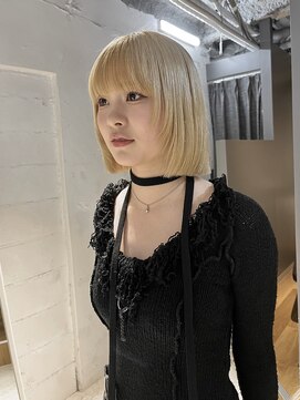 コフィー バイ メルト 吉祥寺(cofy by melt) 【中澤彩乃】切りっぱなしぱつっとボブブロンドケアブリーチ前髪