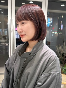 ガーデンヨコハマ(GARDEN YOKOHAMA) イメチェンフルバング前髪ミニボブ大人ボブピンクブラウンカラー