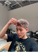 シルバーホワイト×束感クロップ
