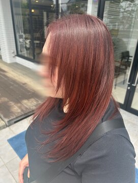 ミューズ おゆみ野店(HAIR & NAIL MUSE) ロングレイヤー&ブリーチなしボルドーレッド
