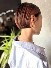 サニーサイドサロン(SUNNY SIDE SALON)&nbsp;耳かけショート/オレンジカラー/ミニボブ/ブリーチ/たまプラーザ