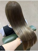 美髪ストレート×縮毛矯正♪髪質改善グレージュ春カラー