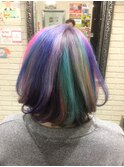 派手髪ミディアムユニコーンカラーTRICKstyle！