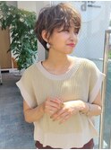 ニュアンスパーマ×抜け感マッシュショート×ベージュカラー