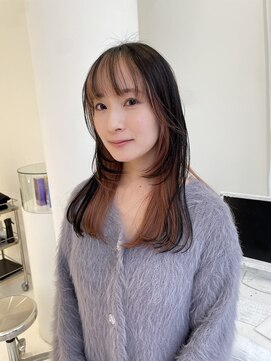 ハイブ 金沢(Hive) 顔まわりレイヤースタイル　インナーピンクベージュ