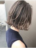 大人可愛い20代30代40代 外ハネボブ ハイライト ピンクベージュ