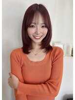 ブランシェ 春日井市民病院前店(BRANCHE) 顔まわりレイヤー×チェリーレッドカラー