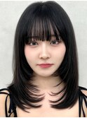 三鷹レイヤーカット韓国ダブルカラー顔周り前髪カットボブ