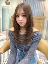Moalana 名古屋 栄/髪質改善/縮毛矯正/レイヤー【モアラナ】 くびれレイヤー/オリーブベージュ/顔周り/シースルー/名駅