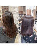 五反田美容院☆セミロング艶ツヤワンカール、violetピンク