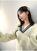 ぱつっとロブくびれヘア_グレージュカラーココアベージュ